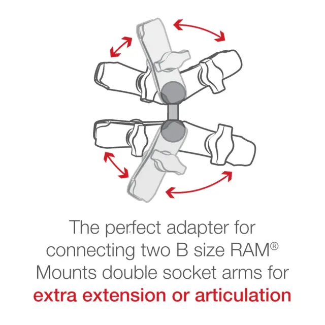 RAM MOUNTS Dobbel  Adapter - B kule Dobbelkuleadapter – B-størrelse 