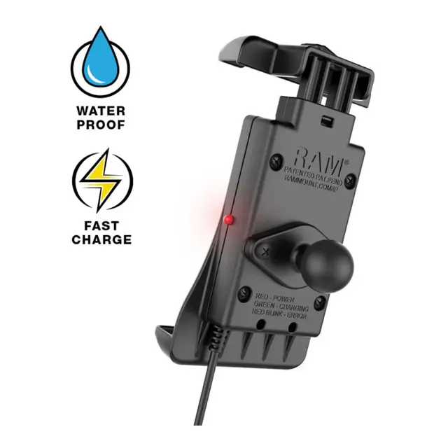 RAM MOUNTS Quick-Grip mobilholder Vanntett - 15w trådløs ladning - USB 