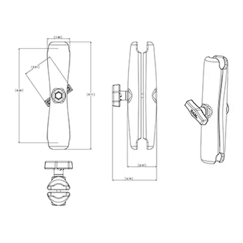 RAM Brakett: Arm lang 235mm for C kuler 