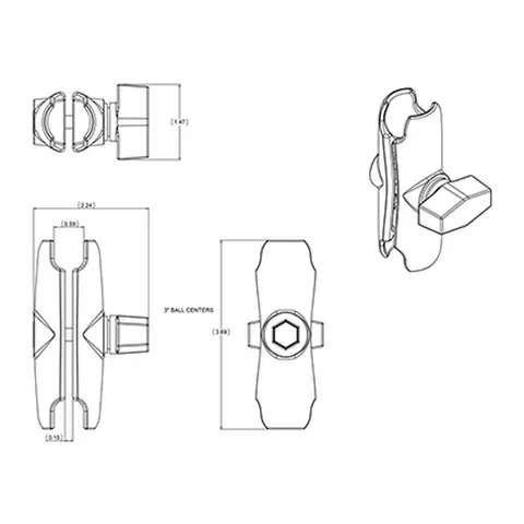 RAM Brakettdel: Arm medium- 93,7 mm for B-sokkel 