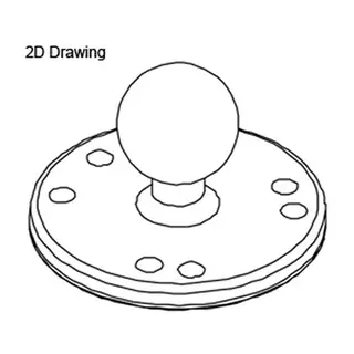 RAM Brakettdel: Base Rund Ø63,5 mm Chrom B-kule 