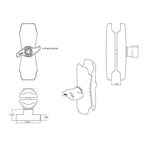 RAM Brakettdel: Arm medium- 214,4 mm for D sokkel 