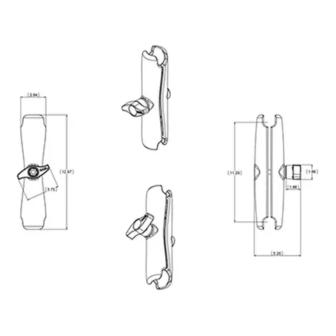 RAM Brakettdel: Arm lang - 329,7 mm for D sokkel 