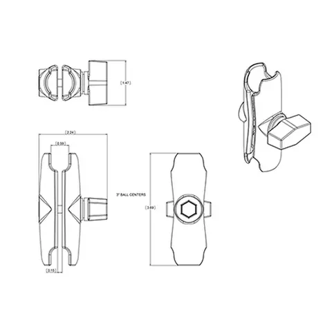 RAM Brakettdel: Arm medium- 93,7 mm for B-sokkel 