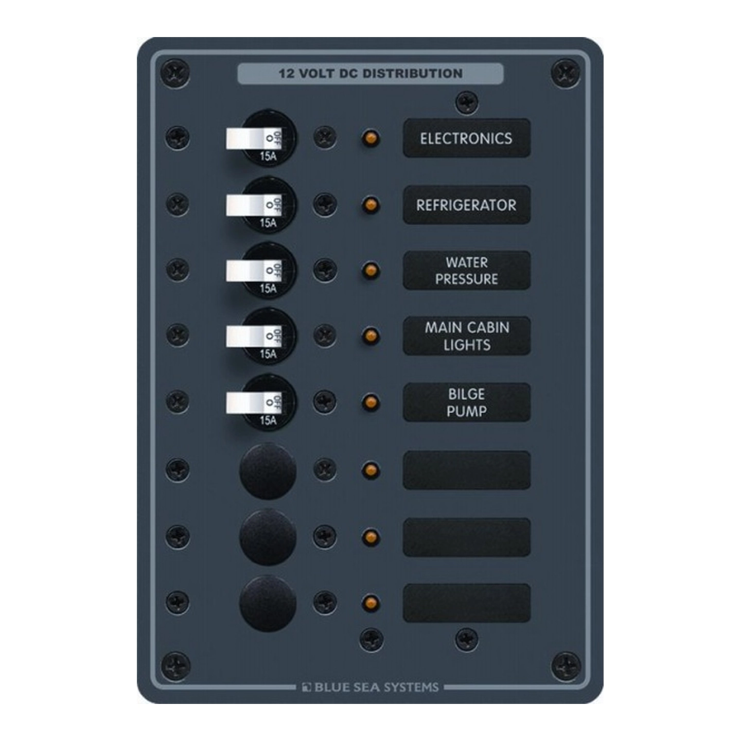BLUE SEA Sikringspanel 12V,  8 sikringer