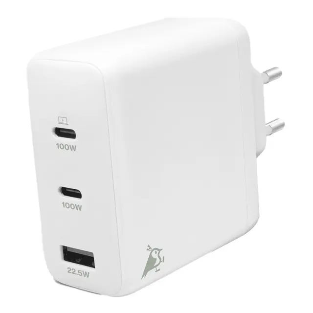 AQIILA Chargebird W4 120w 2xUSB-C/USB-A Vegglader - Hurtiglader 