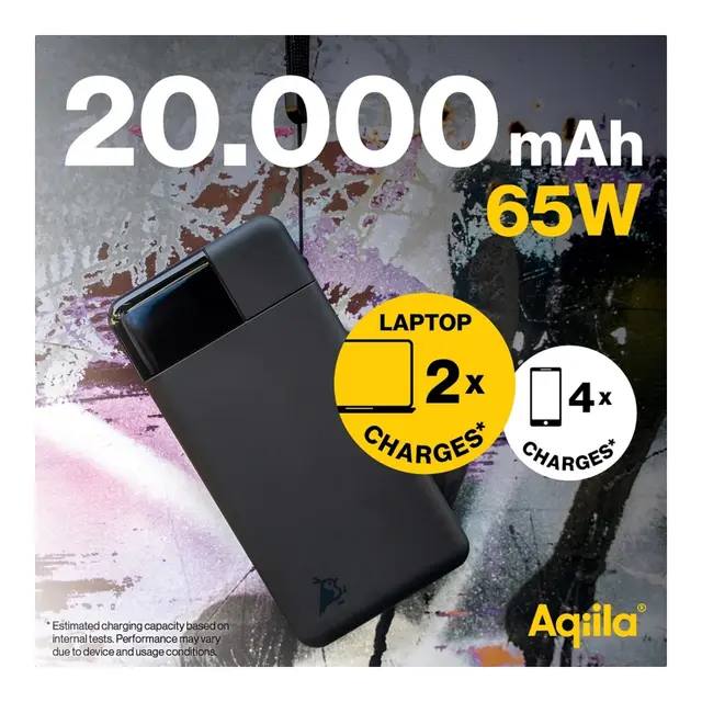 AQIILA Powerbird B20b+ 20000mAh 65W Powerbank for mobile & laptop - Black 