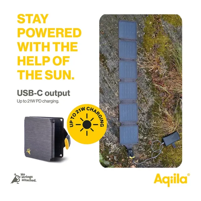 AQIILA Sunbird solcellepanel P21 Kompakt solcellepanel - 21W -USB C 