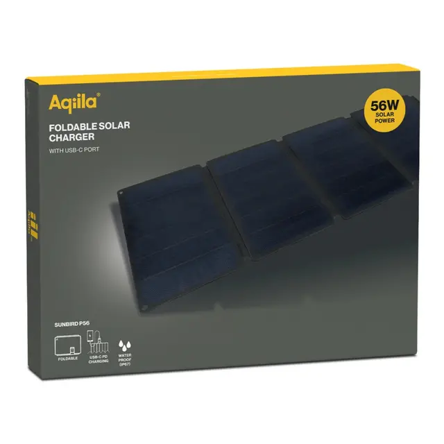 AQIILA Sunbird solcellepanel P56 Kompakt solcellepanel - 56W -USB C 