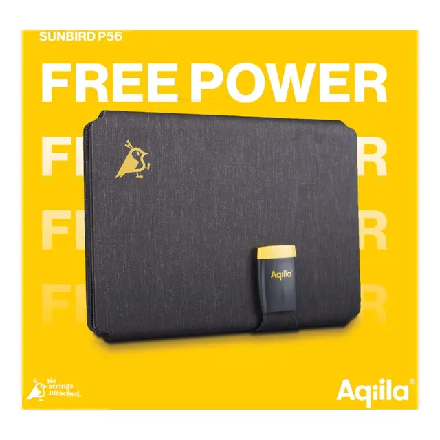AQIILA Sunbird solcellepanel P56 Kompakt solcellepanel - 56W -USB C 