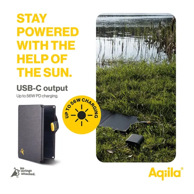 AQIILA Sunbird solcellepanel P56 Kompakt solcellepanel - 56W -USB C 