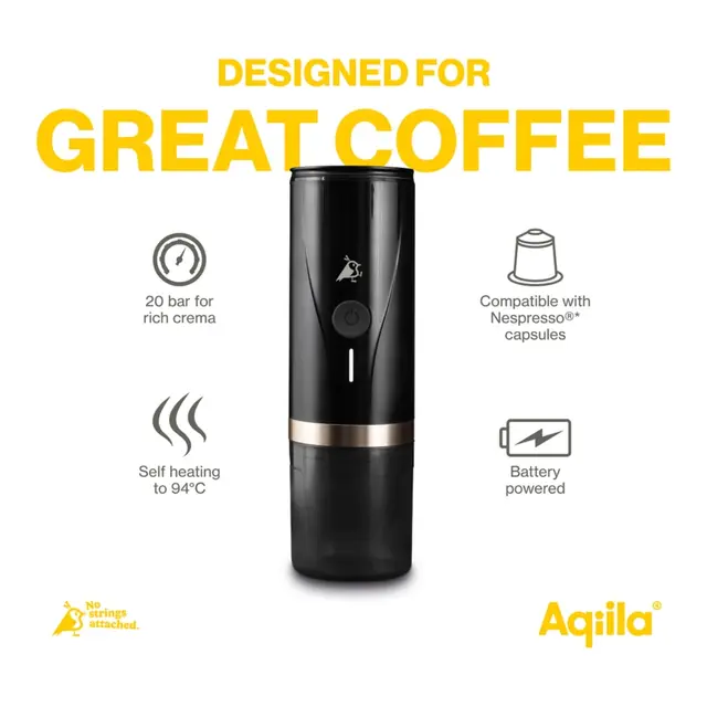 AQIILA Coffeebird - Ekspressomaskin Kaspel kaffemaskin - Oppladbar - USB C 