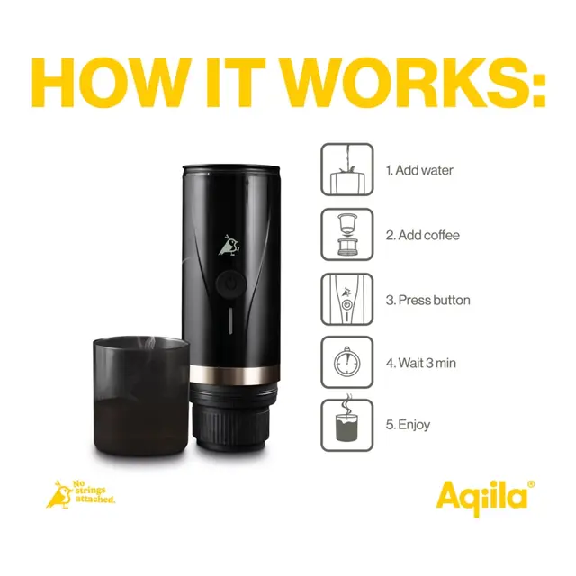 AQIILA Coffeebird - Ekspressomaskin Kaspel kaffemaskin - Oppladbar - USB C 