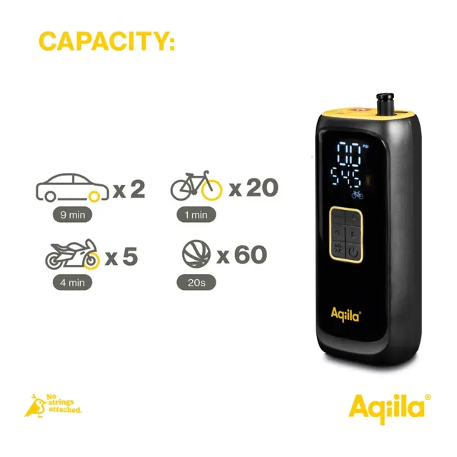 AQIILA Airbird C4 luftkompressor Oppladbar luftkompressor og powerbank 