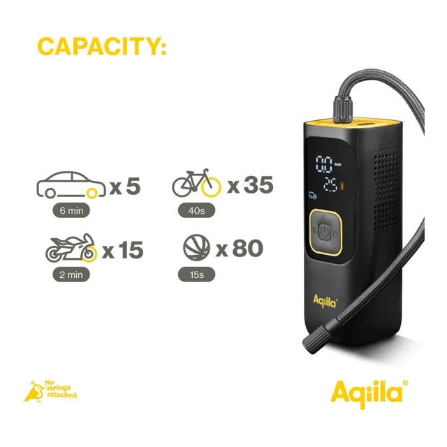 AQIILA Airbird C7 luftkompressor Oppladbar luftkompressor og powerbank 