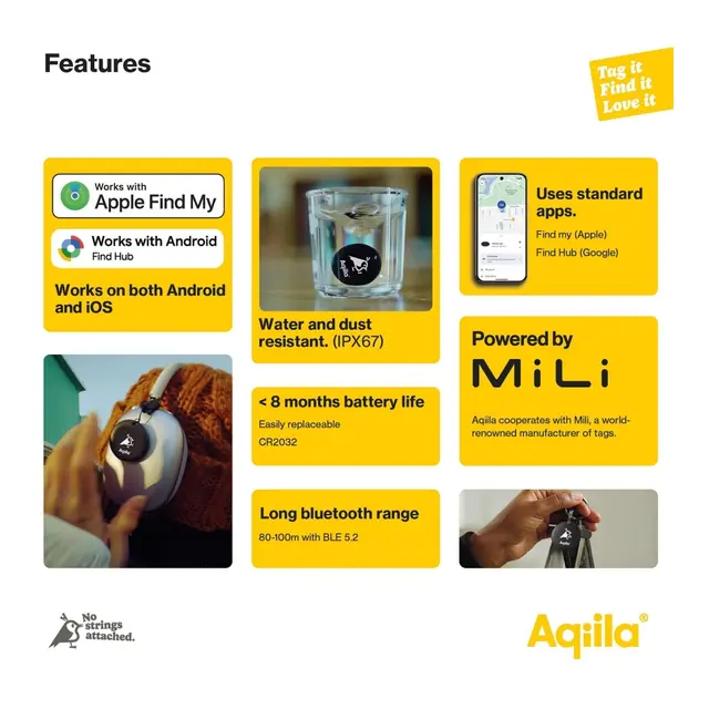 AQIILA Tagbird Sporingsbrikke Med monteringsbrikke - GPS sporingsenhet 