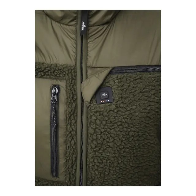 HeatX Heated Pile Fleece Unisex M Olive Green - Varme jakke - Batteri 