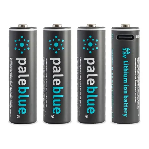 Pale Blue Li-Ion Oppladbare AA Batteri 4-pack AA - 4x1 lades med USB-C