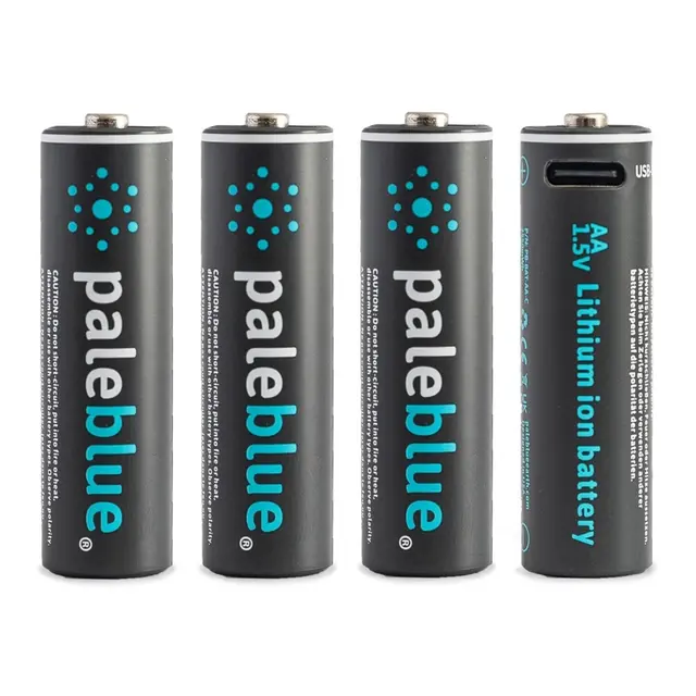Pale Blue Li-Ion Oppladbare AA Batteri 4-pack AA - 4x1 lades med USB-C 