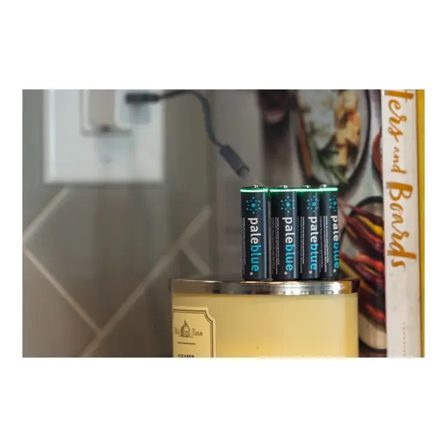 Pale Blue Li-Ion Oppladbare AA Batteri 4-pack AA - 4x1 lades med USB-C 