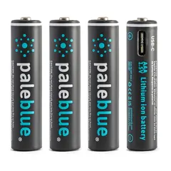 Pale Blue Li-Ion Oppladbare AAA Batteri 4-pack AAA - 4x1 lades med USB-C