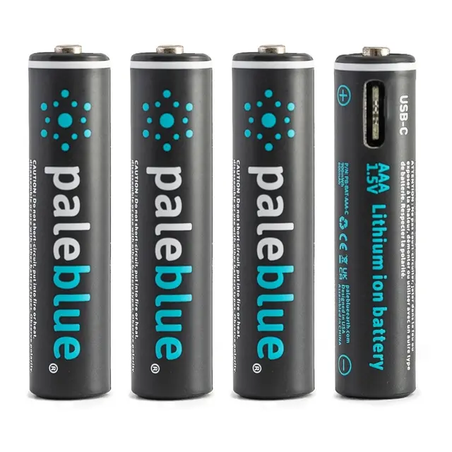Pale Blue Li-Ion Oppladbare AAA Batteri 4-pack AAA - 4x1 lades med USB-C 