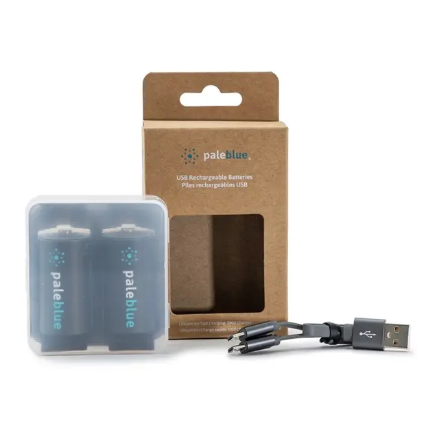 Pale Blue Li-Ion Oppladbar C Batteri 2 pack - lades med USB-C 