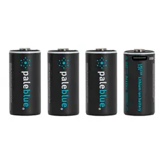 Pale Blue Li-Ion Oppladbare CR123 4-pack batteri - 4x1 lades med USB-C