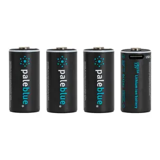 Pale Blue Li-Ion Oppladbare CR123 4-pack batteri - 4x1 lades med USB-C