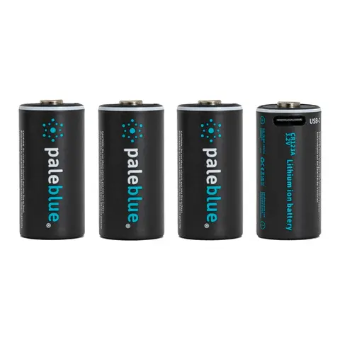 Pale Blue Li-Ion Oppladbare CR123 4-pack batteri - 4x1 lades med USB-C