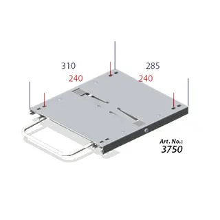 NORSAP Glideskinner med utløser i front Aluminium - 310x285x24mm 