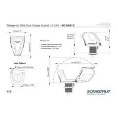 SCANSTRUT Sprutsikker IPX4 USB Lader Dobbelt USB-uttak - 12/24V