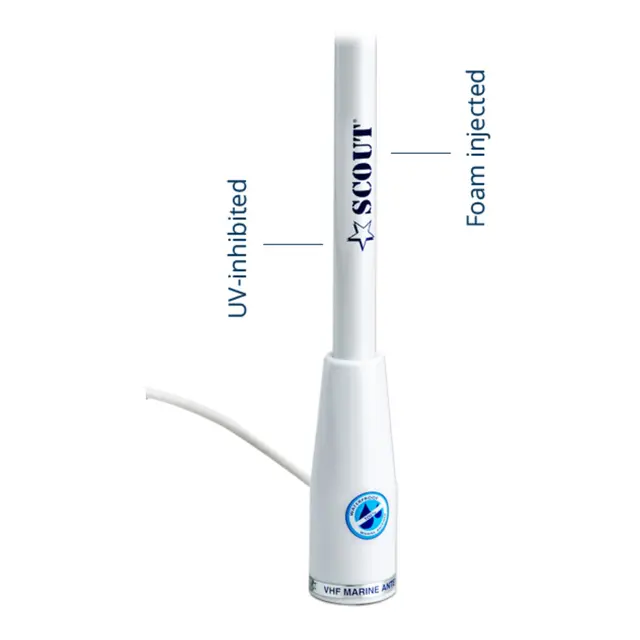 SCOUT KS-21 – 3 dB VHF-fiberglassantenne 1,0 m lengde 5 meter kabel og plugg 