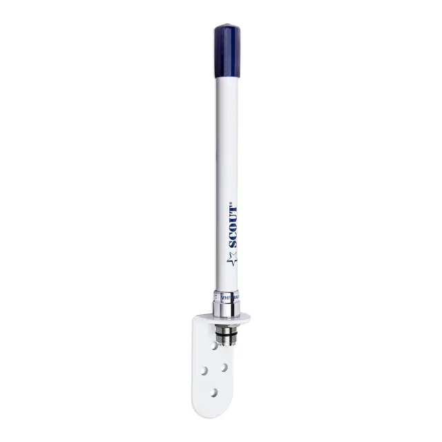 Scout KM-10 – VHF-glassfiberantenne 18cm Komplett sett med brakett og kabel 