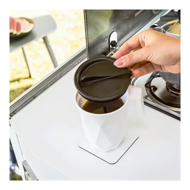 SILWY Magnetic Kaffekrus To-Go (plast) m/lokk og Stick-on magnetpad 