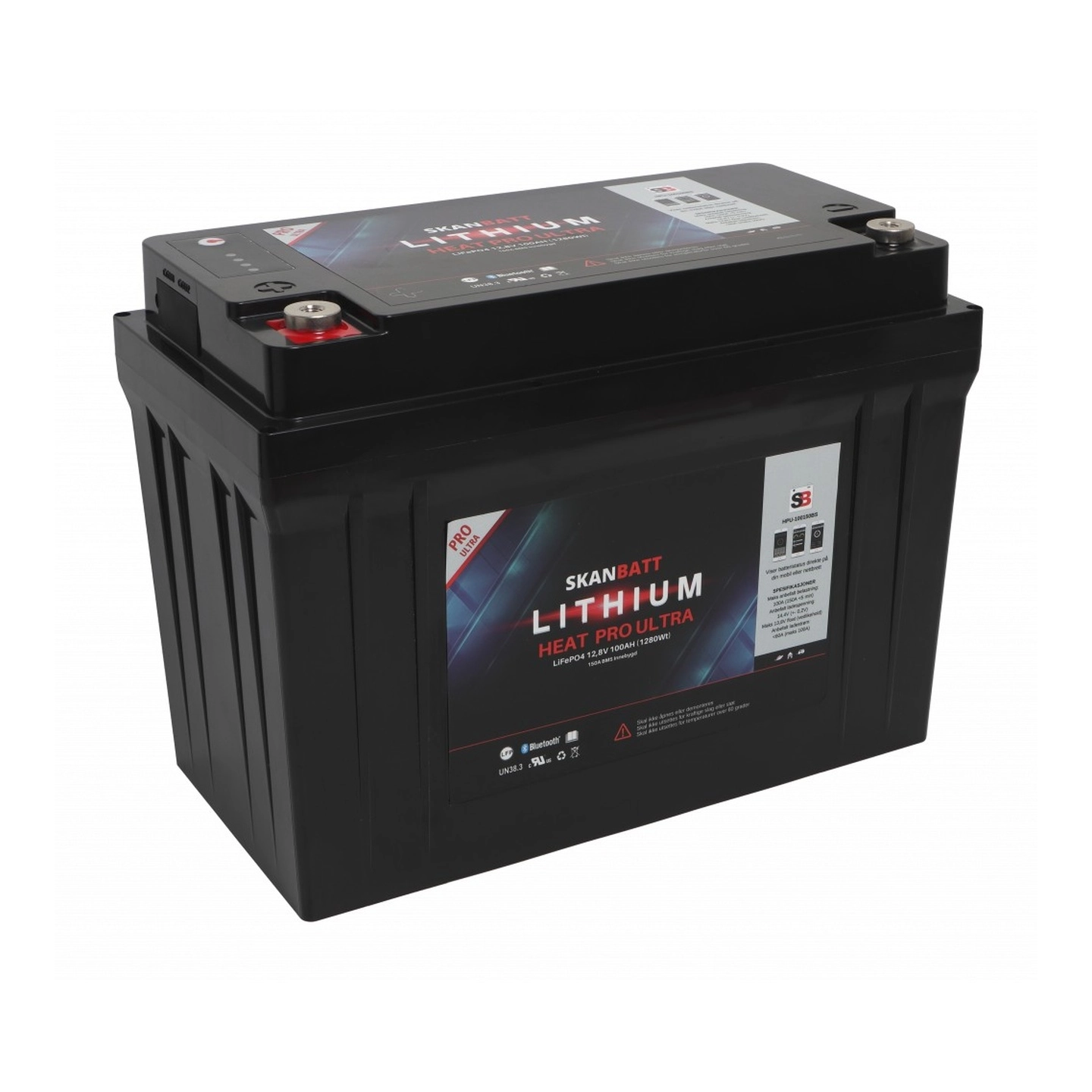 SKANBATT  Lithium HEAT PRO 12V 100AH CAN Bus - 400A (3s) - (700A Peak)