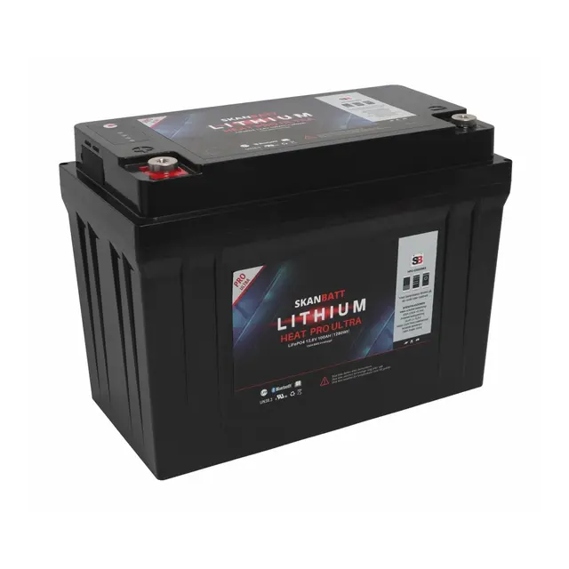 SKANBATT  Lithium HEAT PRO 12V 100AH CAN Bus - 400A (3s) - (700A Peak) 