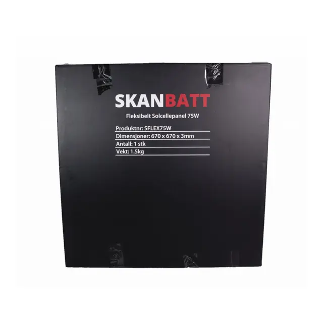 SKANBATT Fleksibelt Solcellepanel 75W - Etfe - 670x670x3mm 