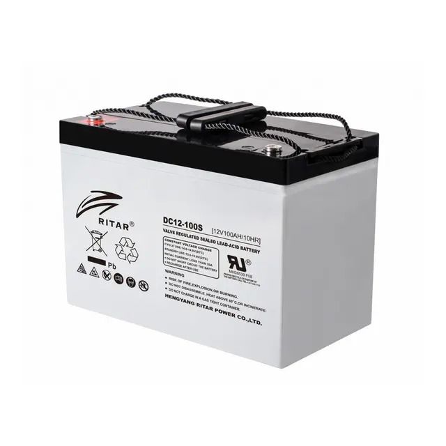 RITAR AGM Deep Cycle Batteri 12V 100ah C10 307x169x211mm +venstre 