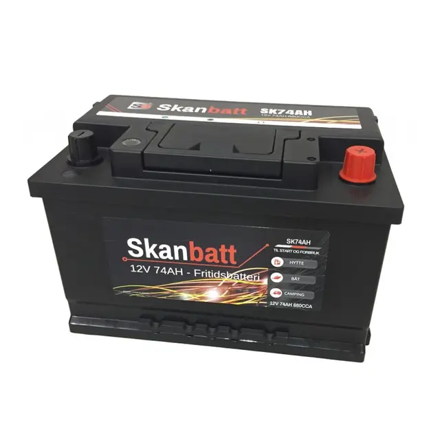 SKANBATT Fritidsbatteri 12V 74ah 680cca (278x175x190/190mm) +høyre 