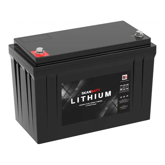 SKANBATT  BT Lithium Batteri 12V 100AH Bluetooth 150A BMS -5års garanti 