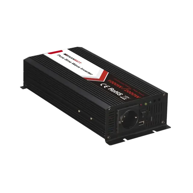 SKANBATT Inverter 24V 1000w (2000w) Ren Sinus m/trådløs Fjernkontroll 