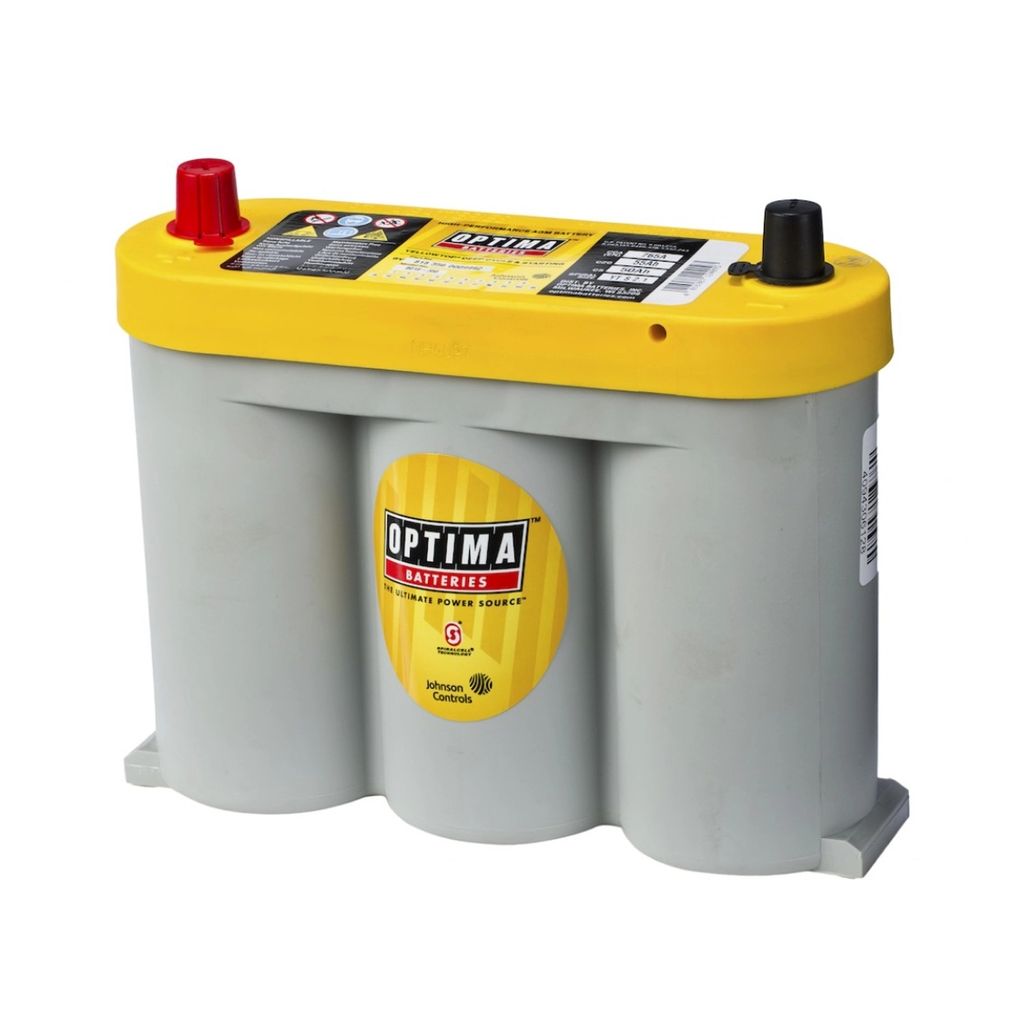 OPTIMA AGM Yellow Top 6V 55ah 765cca 254x90x203mm +midstilt 8018-356