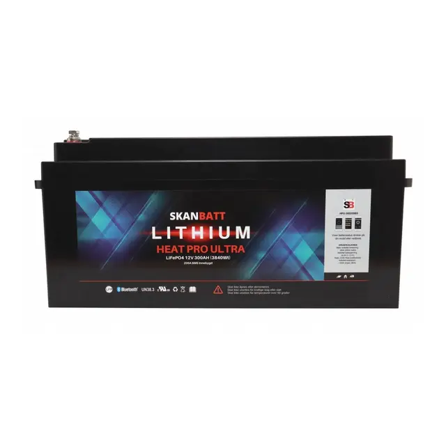 SKANBATT  Lithium HEAT PRO 12V 300AH CAN Bus - 600A (3s) - (900A Peak) 