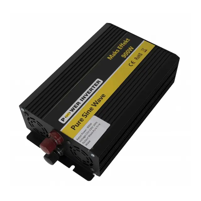 SKANBATT POWER Inverter 900W - 12V Ren Sinus - med fjernkontroll 