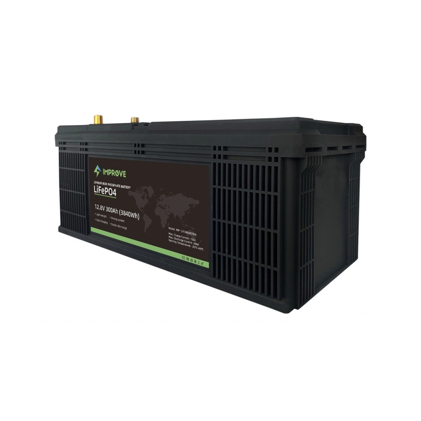 IMPROVE Lithium Batteri 12V 300Ah LiFePO4 BMS 200A