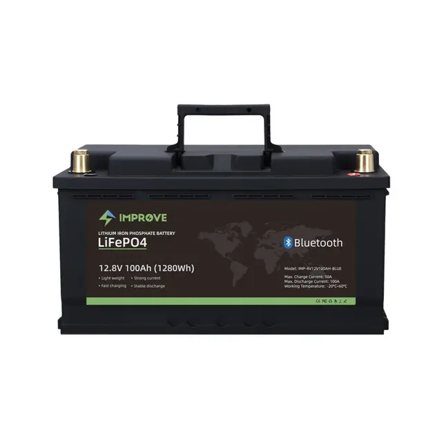 IMPROVE Lithium Batteri 12V 100Ah LiFePO4 BMS 100A - Bluetooth - Bobil 