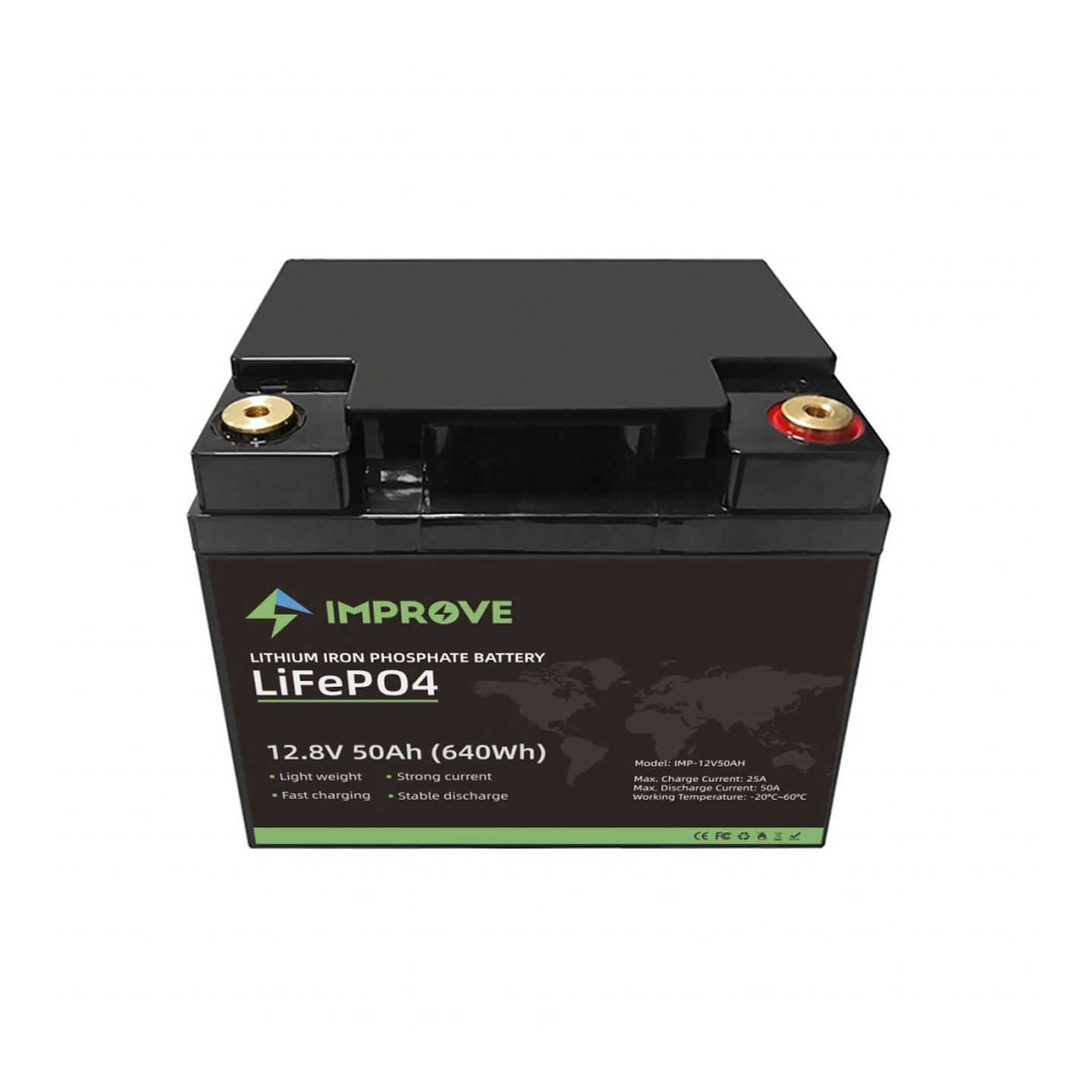 IMPROVE Lithium Batteri 12V 50Ah Lifepo4 - BMS 50A