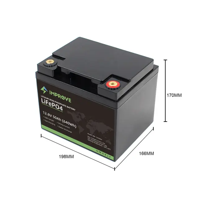 IMPROVE Lithium Batteri 12V 50Ah Lifepo4 - BMS 50A 