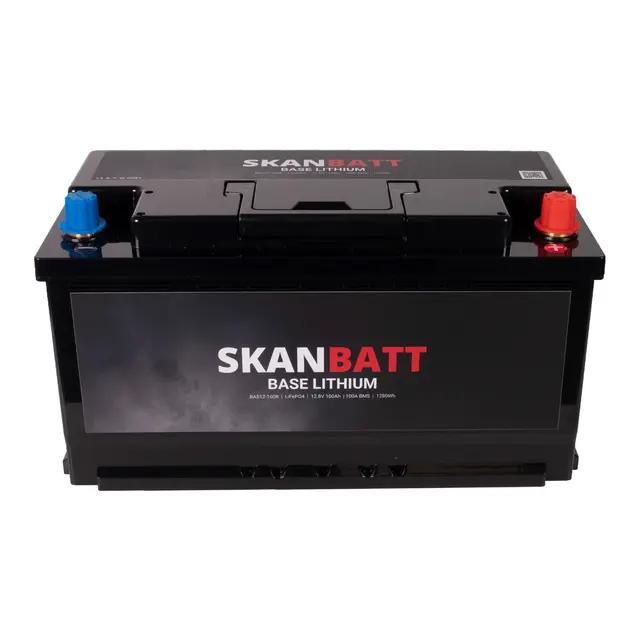 SKANBATT Base Lithium - 12V 100Ah 100A BMS - 352x174x190mm - Bobil 